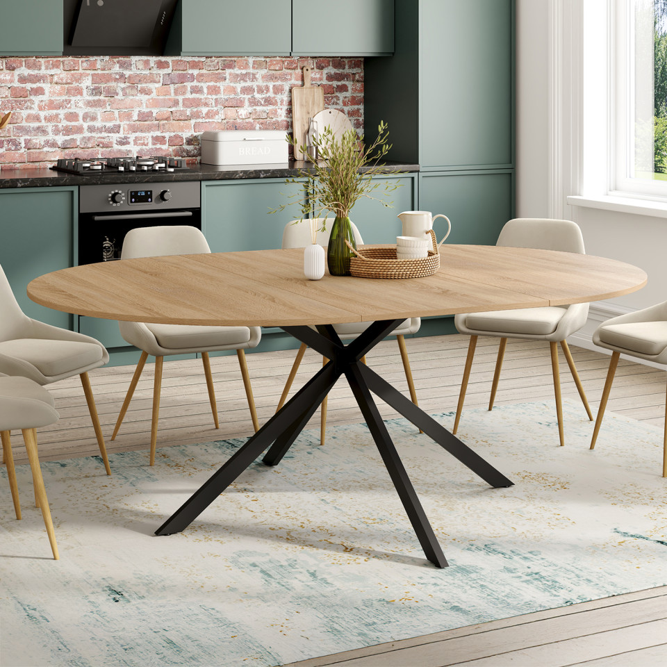 Table à manger ronde extensible Soline Ø140-200cm Table à manger ronde extensible Soline Ø140-200cm