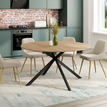 Table à manger ronde extensible Soline Ø140-200cm