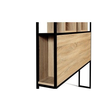 Tête de lit Memphis bois et noire avec rangements 145cm