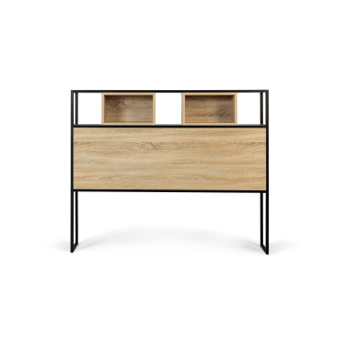 Tête de lit Memphis bois et noire avec rangements 145cm