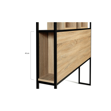 Tête de lit Memphis bois et noire avec rangements 145cm