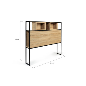 Tête de lit Memphis bois et noire avec rangements 145cm