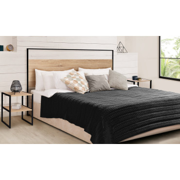 Tête de lit Memphis bois et noire avec fixation murale 145cm