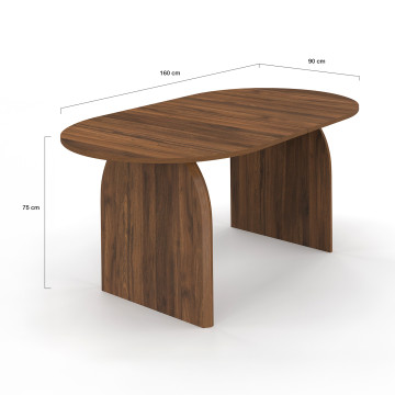 Table à manger Japandi effet bois noyer 160cm