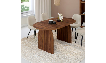 Table à manger Japandi effet bois noyer 160cm