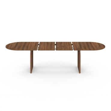 Table à manger extensible Japandi 200-300cm effet noyer