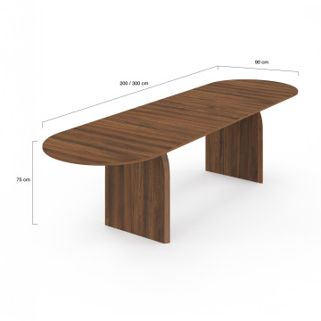 Table à manger extensible Japandi 200-300cm effet noyer