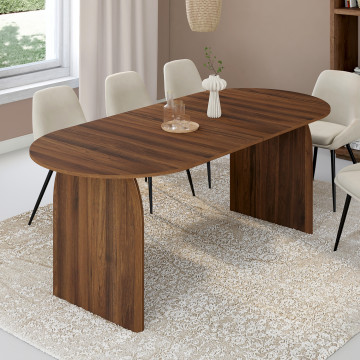 Table à manger extensible Japandi 200-300cm effet noyer