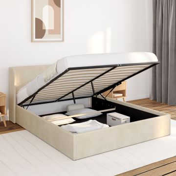 Lit coffre Lucia 160x200cm velours beige