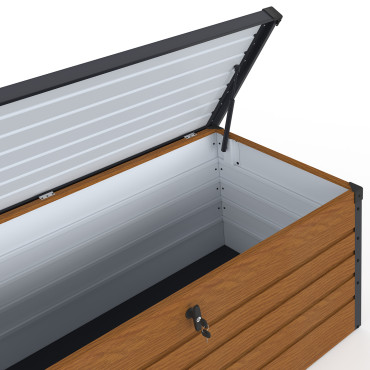 Coffre de jardin métal effet bois 600L