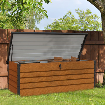 Coffre de jardin métal effet bois 600L