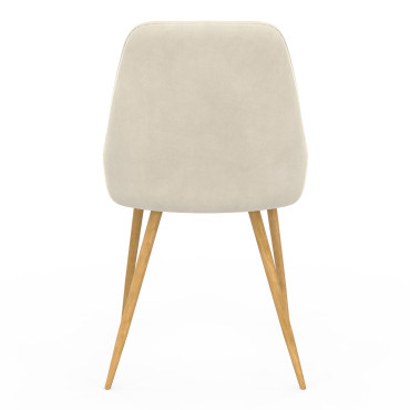 Chaises Olivia en velours crème et pieds bois - lot de 6