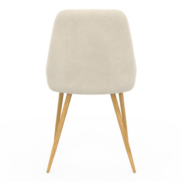 Chaises Olivia en velours crème et pieds bois - lot de 6