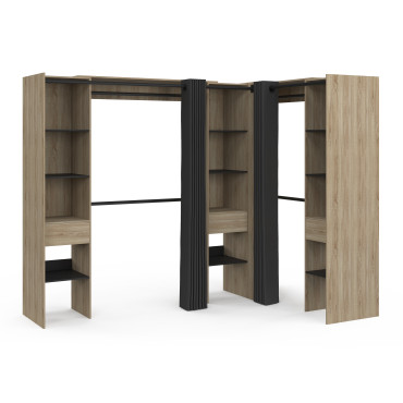 Dressing Justine d'angle 230cm effet bois