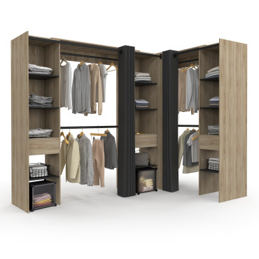 Dressing Justine d'angle 230cm effet bois