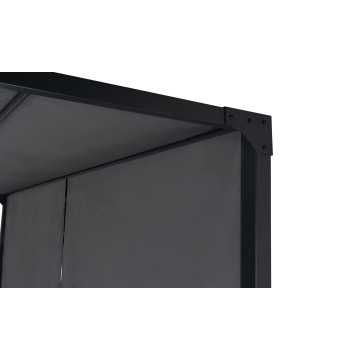 Pergola 3x4m + 2 toiles latérales coulissantes grises