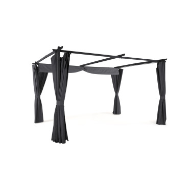 Pergola Marina 3x4m toit rétractable + 4 rideaux
