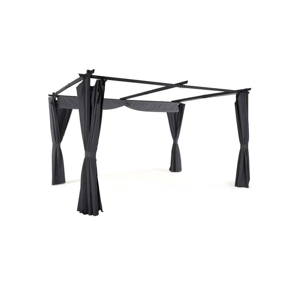 Pergola Marina 3x4m toit rétractable + 4 rideaux