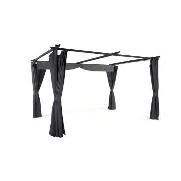 Pergola Marina 3x4m toit rétractable + 4 rideaux