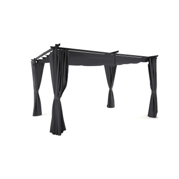 Pergola Marina 3x4m toit rétractable + 4 rideaux