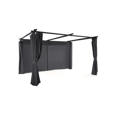 Pergola Marina 3x4m toit rétractable + 4 rideaux