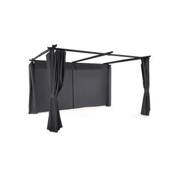 Pergola Marina 3x4m toit rétractable + 4 rideaux
