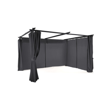 Pergola Marina 3x4m toit rétractable + 4 rideaux