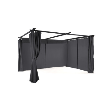 Pergola Marina 3x4m toit rétractable + 4 rideaux