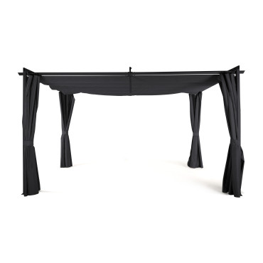 Pergola Marina 3x4m toit rétractable + 4 rideaux