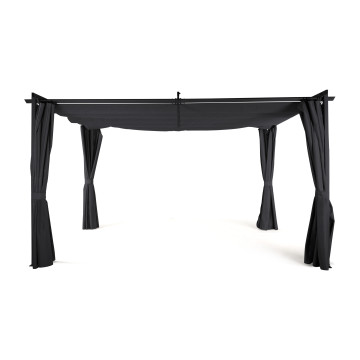 Pergola Marina 3x4m toit rétractable + 4 rideaux