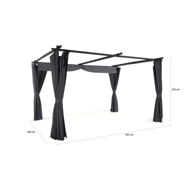 Pergola Marina 3x4m toit rétractable + 4 rideaux