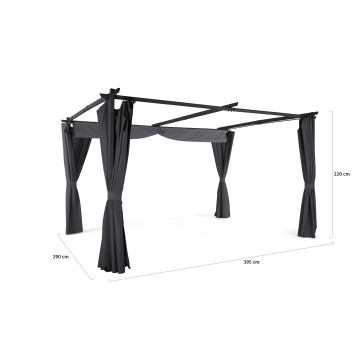 Pergola Marina 3x4m toit rétractable + 4 rideaux