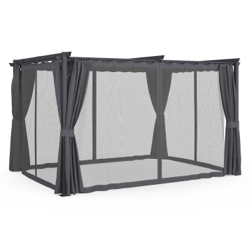 Pergola Marina 3x4m toit rétractable + 4 rideaux moustiquaires