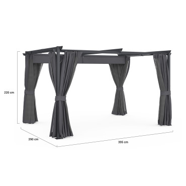 Pergola Marina 3x4m toit rétractable + 4 rideaux moustiquaires