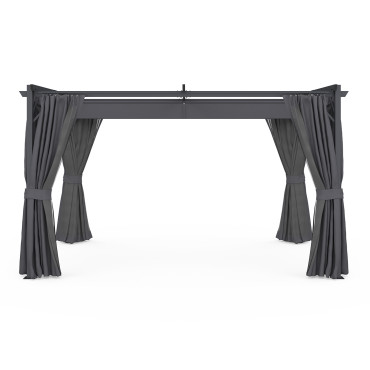 Pergola Marina 3x4m toit rétractable + 4 rideaux moustiquaires