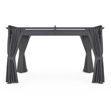 Pergola Marina 3x4m toit rétractable + 4 rideaux moustiquaires