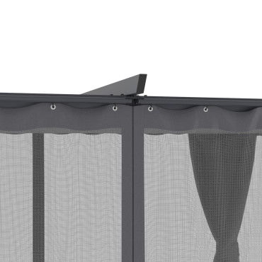 Pergola Marina 3x4m toit rétractable + 4 rideaux moustiquaires