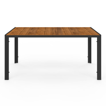 Ensemble repas Timbia 6 places verre trempé effet bois