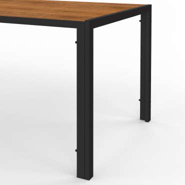 Ensemble repas Timbia 6 places verre trempé effet bois