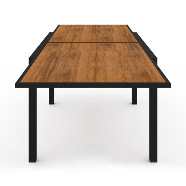 Ensemble repas extensible Timbia 12 places noir et verre trempé effet bois