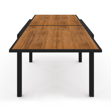 Ensemble repas extensible Timbia 12 places noir et verre trempé effet bois