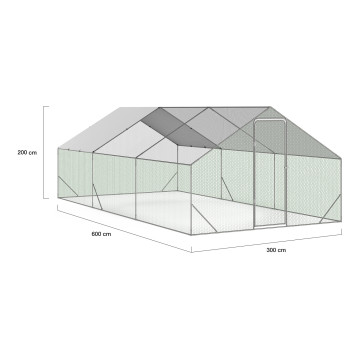 Enclos grillagé pour poules 18m² - 3x6m