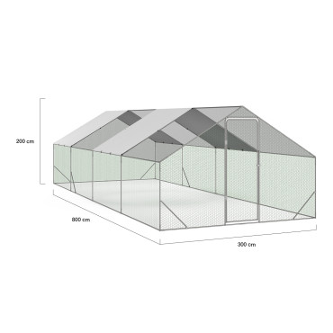 Enclos grillagé pour poules 24m² - 3x8m