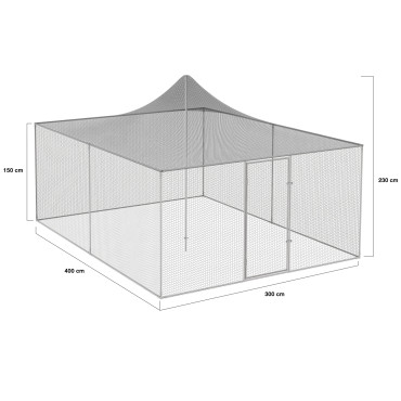 Volière grillagée 12m² - 3x4m