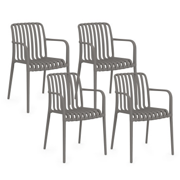 Chaises de jardin empilables Oviedo polypropylène gris - lot de 4