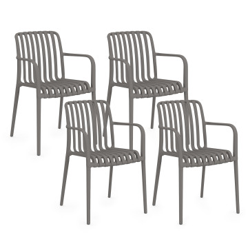 Chaises de jardin empilables Oviedo polypropylène gris - lot de 4