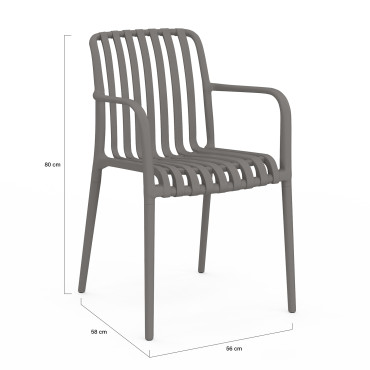 Chaises de jardin empilables Oviedo polypropylène gris - lot de 4