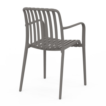 Chaises de jardin empilables Oviedo polypropylène gris - lot de 4