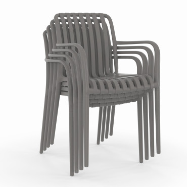 Chaises de jardin empilables Oviedo polypropylène gris - lot de 4