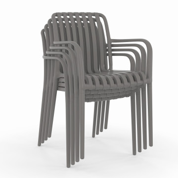 Chaises de jardin empilables Oviedo polypropylène gris - lot de 4